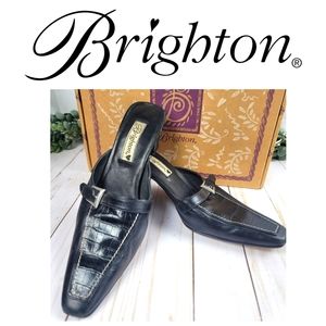 BRIGHTON CROCODILE MULE HEELS W/ BUCKLE